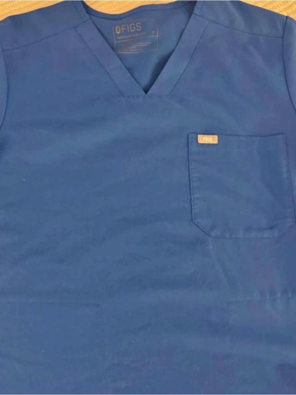 Figs Navy Medical Scrub Top with Gold Logo Tag